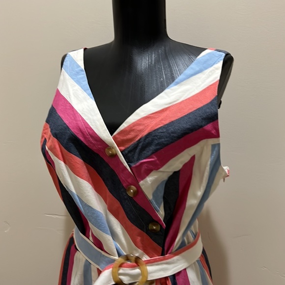 Time and true stripe front button dress size Large - Picture 2 of 7
